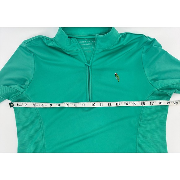 Peter Millar Sun Comfort Womens Medium Green Quarter Zip Parrot Golf Pullover - Picture 4 of 7
